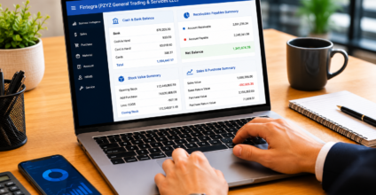 Person using ERP business dashboard software