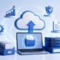 Oracle NetSuite cloud business management system represented by a laptop, cloud, and connected business technology icons.