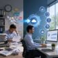 Business professional managing cloud-based Oracle NetSuite ERP system in a modern office environment in the UAE